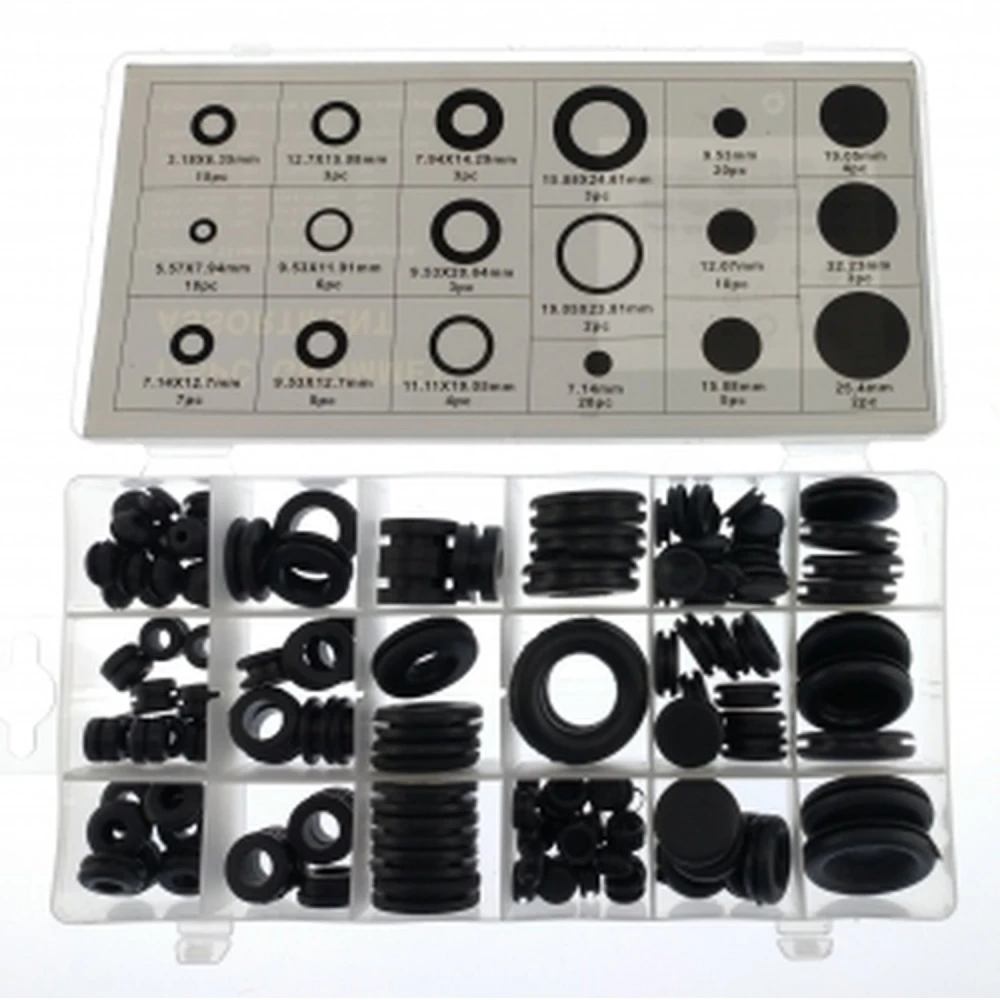 125 pcs Assortiment de passe-câbles, passe-cloisons et bouchons - 12 tailles