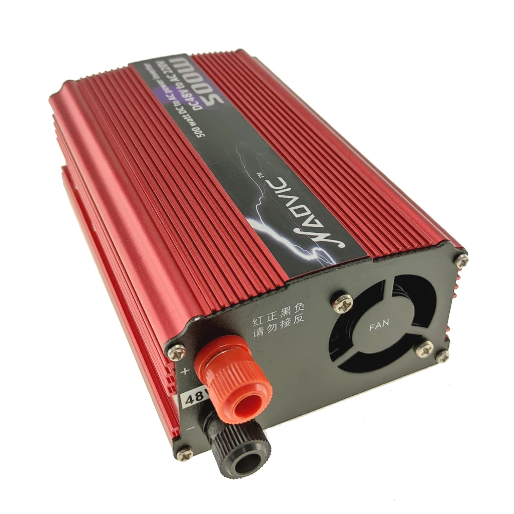 Vista lateral del adaptador corriente 500W DC48V a AC220V con cargador de onda sinusoidal