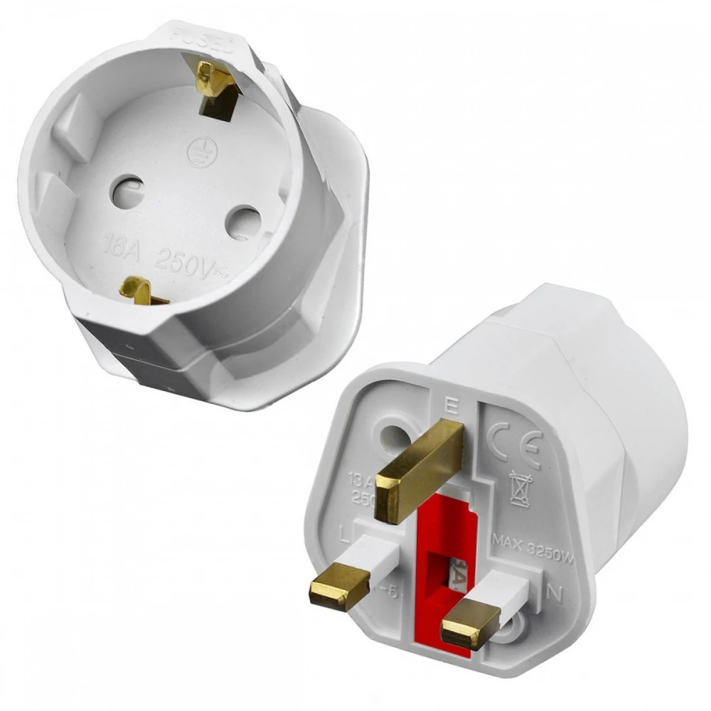 Adaptateur prise euro vers UK avec fusible pour voyager en toute sécurité