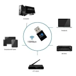 Vista frontal del adaptador wifi bluetooth usb 150mbps con antena doble