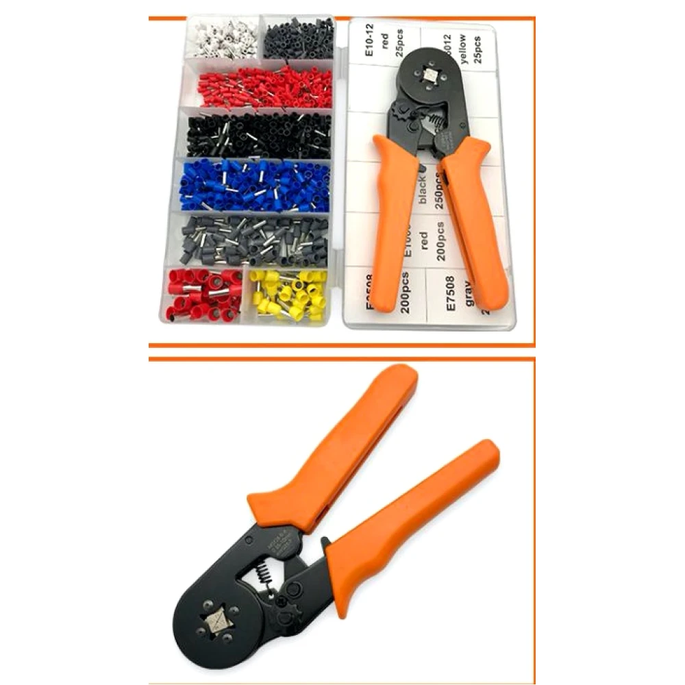 Pince à sertir avec cosses 0.25-10 mm² - Kit 1200 pièces