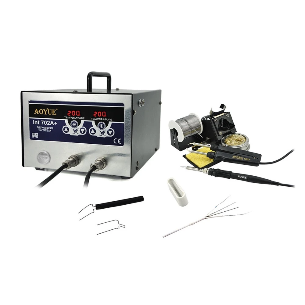 Aoyue Int 702a+ station de soudage avec fer et pince pour réparation PCB