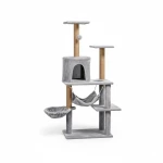 Arbre à chat 125 cm avec hamac, niche et poteaux en sisal