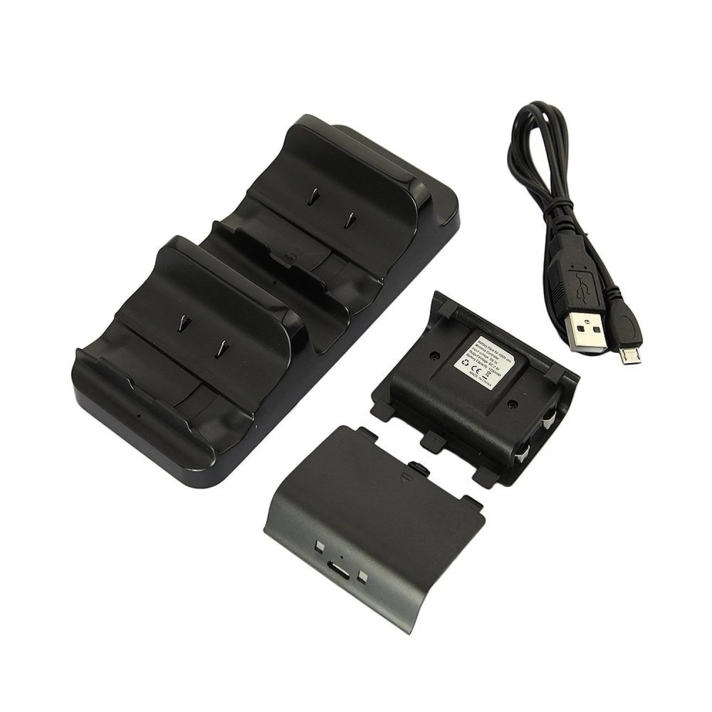 Cargador para mandos Xbox One con cable USB y soporte dual