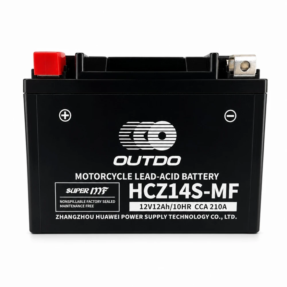 Batterie Moto AGM 12V 12Ah OUTDO HCZ14S-MF - Compatible Yuasa YTZ14S(-BS) / GTZ14S / ETZ14S