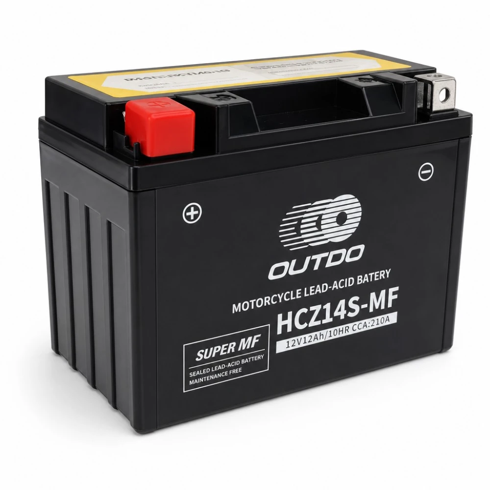 Batterie Moto AGM 12V 12Ah OUTDO HCZ14S-MF - Compatible Yuasa YTZ14S(-BS) / GTZ14S / ETZ14S