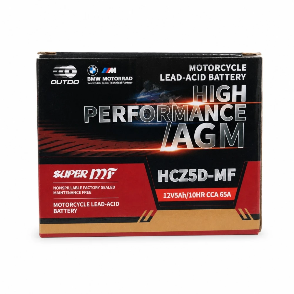 Batterie Moto AGM 12V 5Ah OUTDO HCZ5D-MF - Compatible Yuasa YTZ7S-BS / GTZ7S / ETZ5L-BS