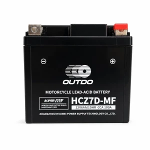OUTDO Batterie Moto AGM 12V 6Ah OUTDO HCZ7D-MF - Compatible Yuasa YTZ7S-BS / GTZ7S / ETZ7S