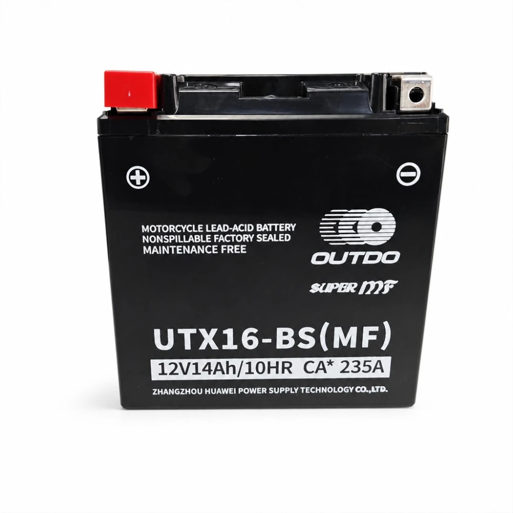 Batterie Moto AGM 12V 14Ah OUTDO UTX16-BS(MF) - Compatible Yuasa YTX16-BS / GTX16-BS / ETX16-BS / 16-B