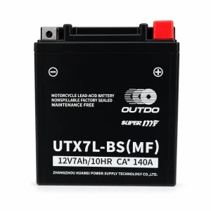 OUTDO Batterie Moto AGM 12V 7Ah OUTDO UTX7L-BS(MF) - Compatible Yuasa YTX7L-BS / GTX7L-BS / ETX7L-BS