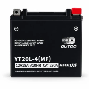 Batterie Moto AGM 12V 18Ah OUTDO YT20L-4(MF) - Compatible Yuasa YTX20L-BS / GTX20L-BS / ETX20L-BS / Y50-N18L-A