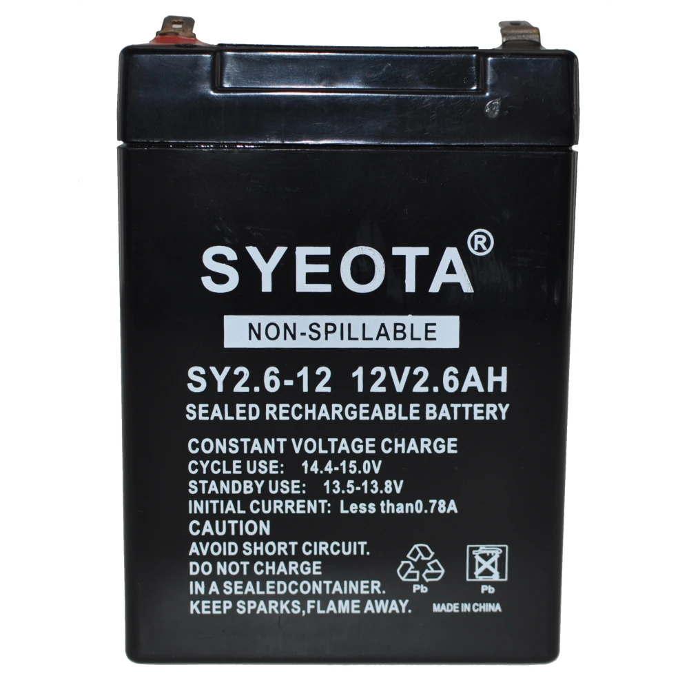 Batterie plomb rechargeable 12V 2.6Ah SY2.6-12 pour alarmes, balances et jouets