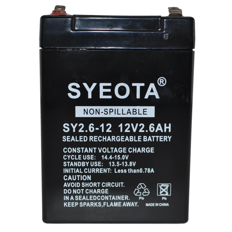 Batterie plomb rechargeable 12V 2.6Ah SY2.6-12 pour alarmes, balances et jouets