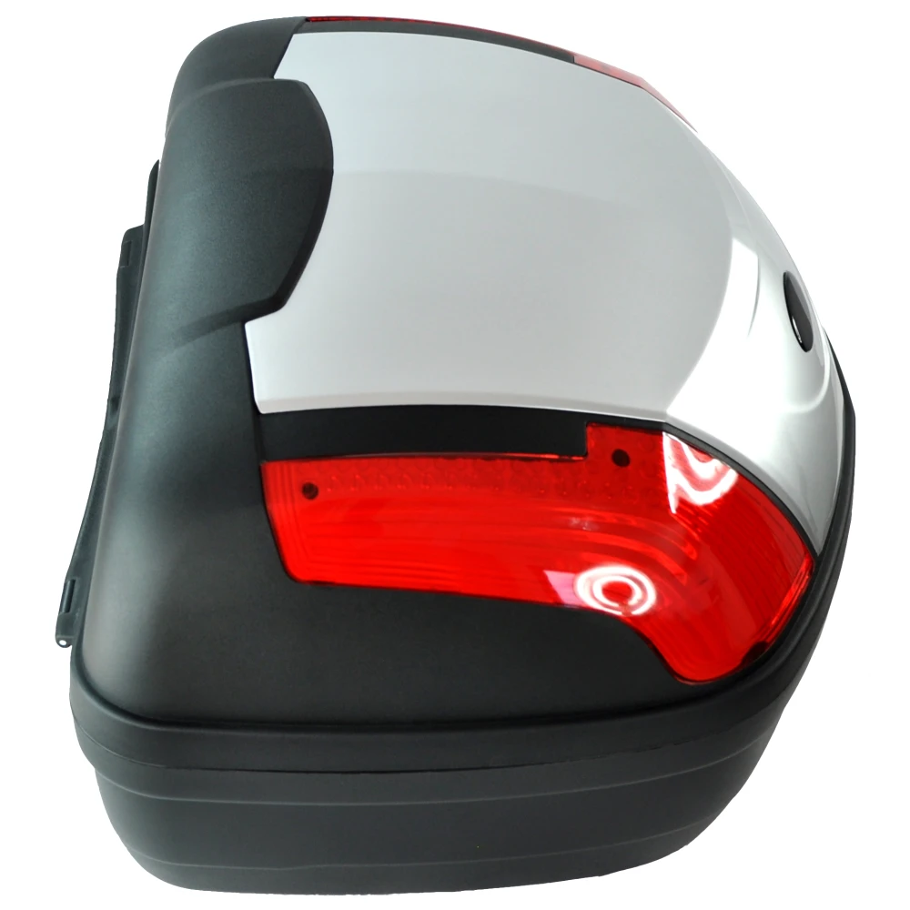 Top case moto 46 litres universel argent - pour 2 casques avec serrure