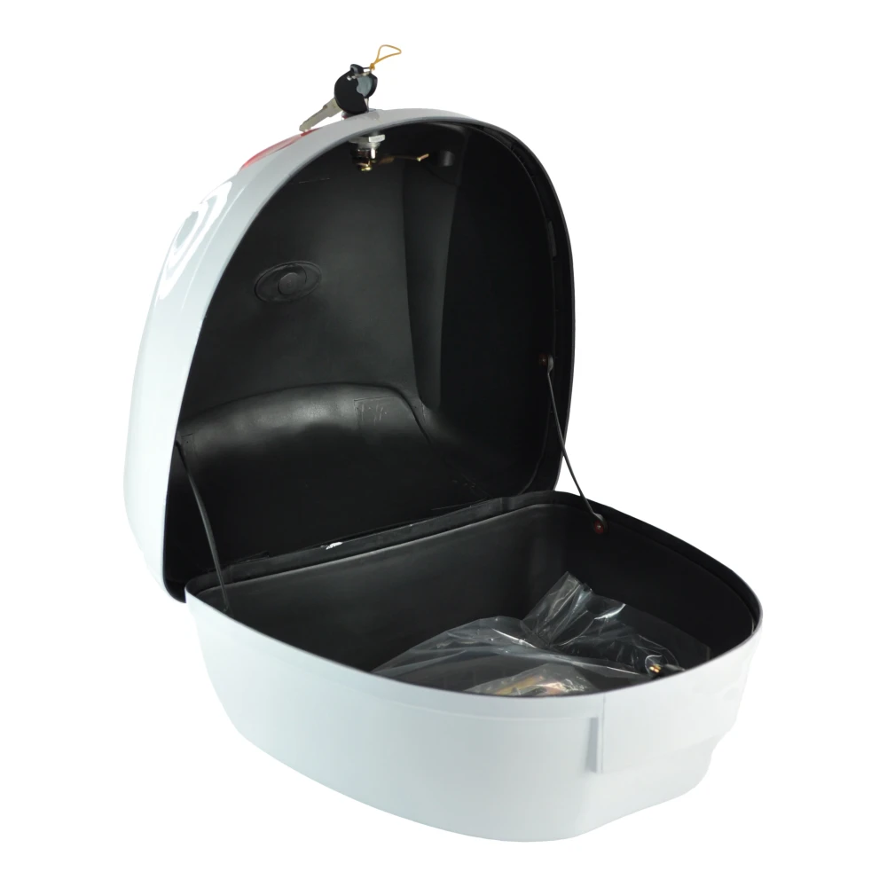 Top case moto universel 28L blanc - valise casque pour 1 casque