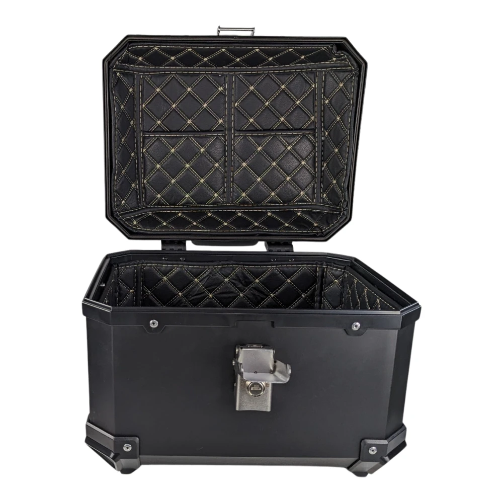 Top case moto universel 36L avec dossier lombaire et coffre carré en ABS noir