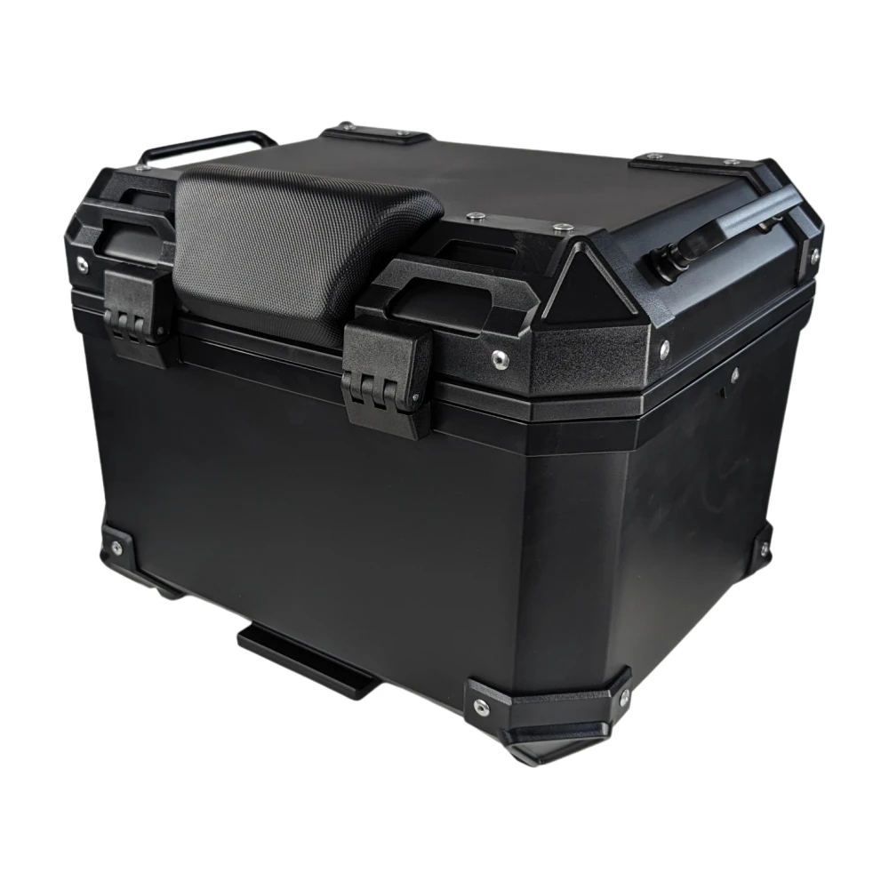 Top case moto universel 36L avec dossier lombaire et coffre carré en ABS noir