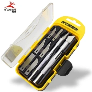 Bistouri 8 en 1 avec lames en acier SK5 - Outil multifonction pour hobby et électronique
