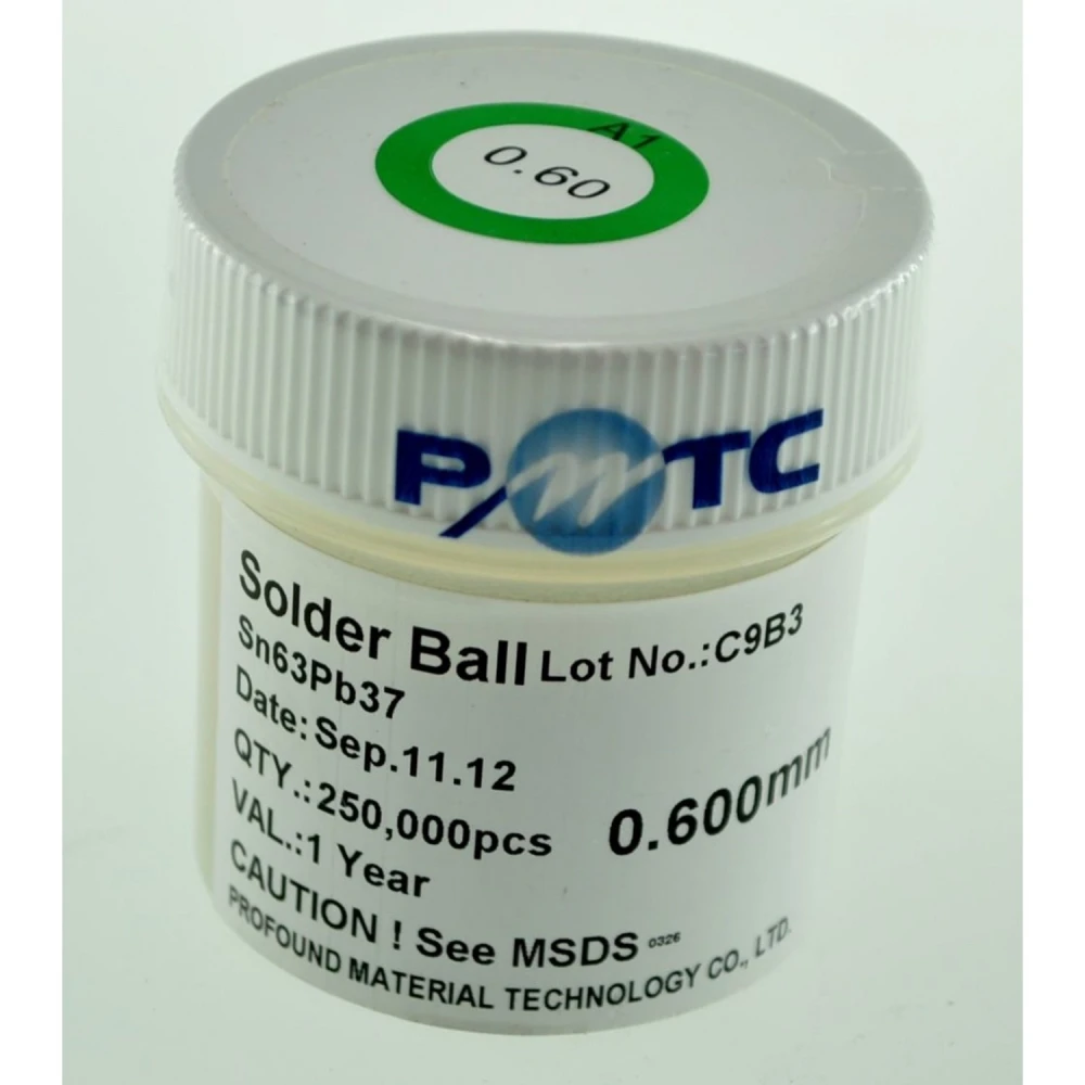 Billes d’étain au plomb 0,45 mm 250 000 unités pour soudure BGA