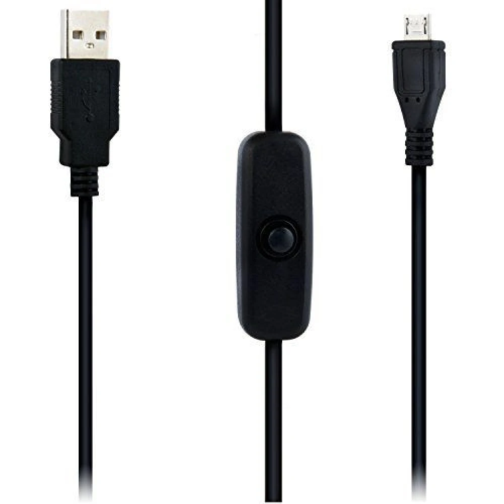 Câble USB A vers Micro USB avec interrupteur pour Raspberry Pi 1m noir