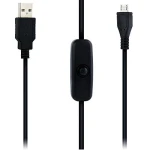 Câble USB A vers Micro USB avec interrupteur pour Raspberry Pi 1m noir
