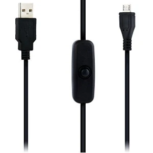 Câble USB A vers Micro USB avec interrupteur pour Raspberry Pi 1m noir