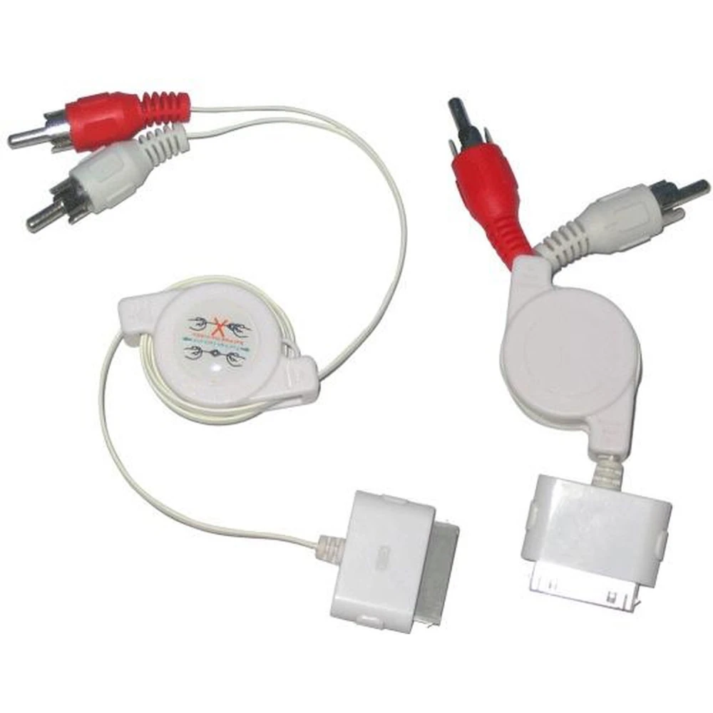 Câble stéréo rétractable pour iPod, iPhone, iPad compatible Dock Connector
