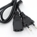 Câble d’alimentation 1,2 m avec prise plate 2 broches et connecteur droit C13 pour PC