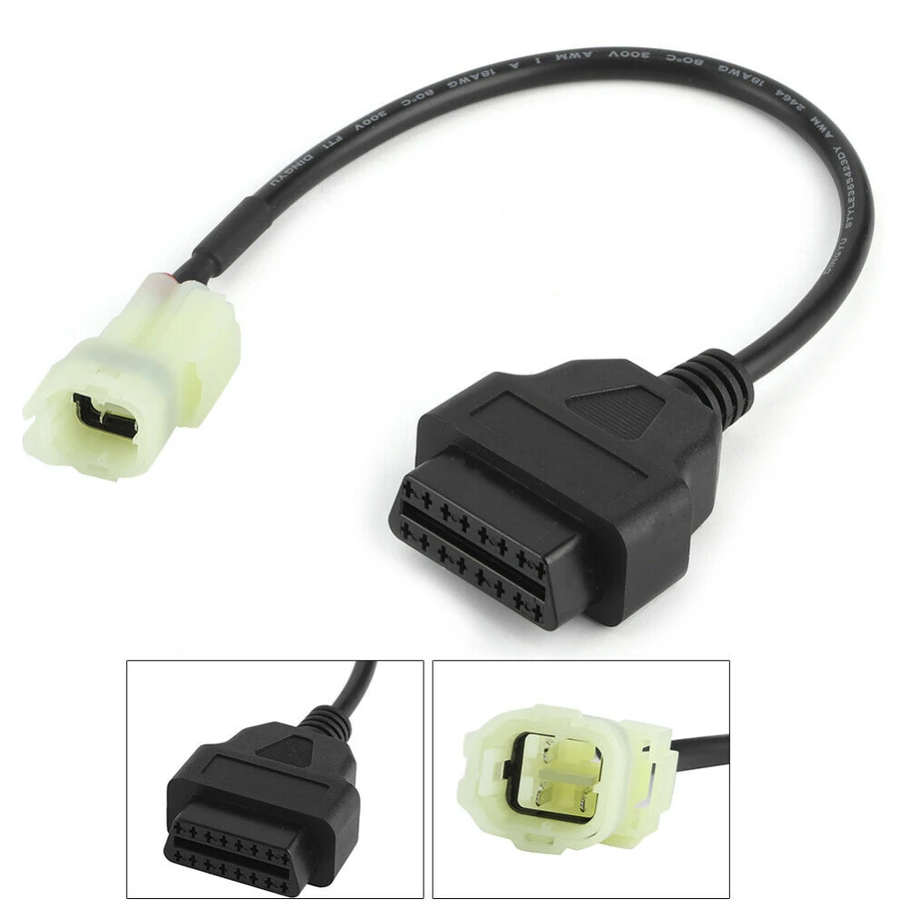 Vista del conector 4 Pin del cable OBD2 para moto Honda