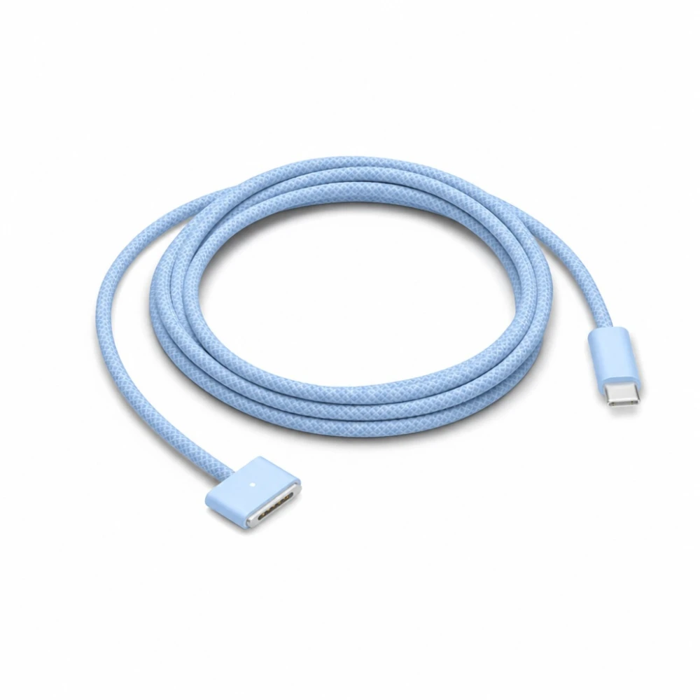 Câble USB-C vers MagSafe 3 140W pour MacBook Pro et Air - 2 m tressé, Sky Blue