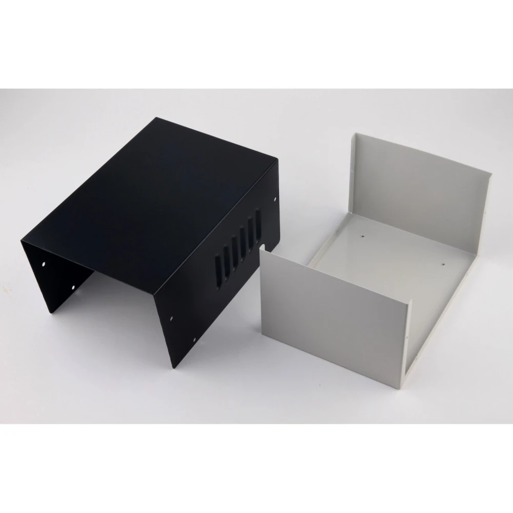 Contenedor metálico para electrónica 220x120x160mm vista lateral