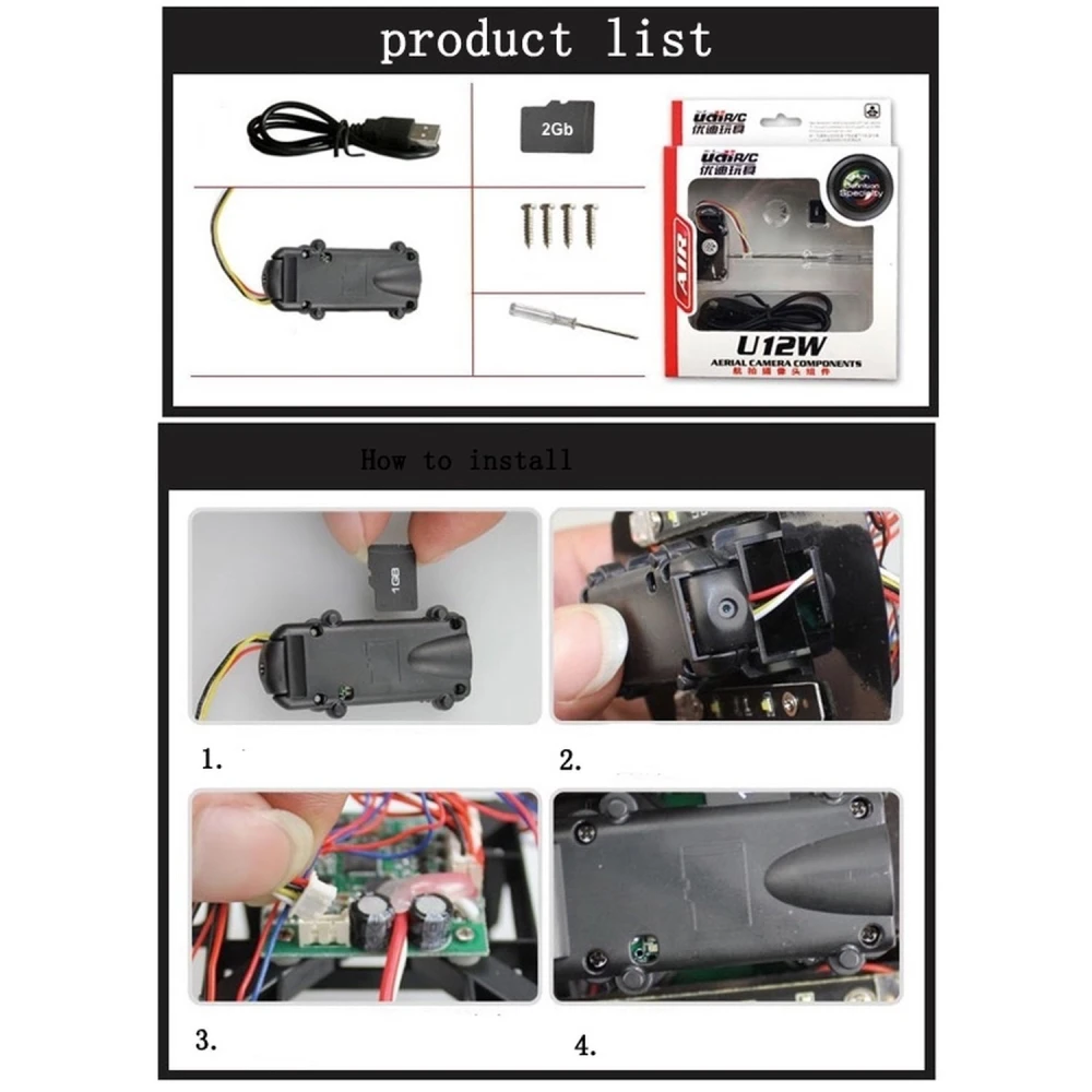 Caméra HD pour quadricoptère U12W compatible avec les modèles U818A et U829A