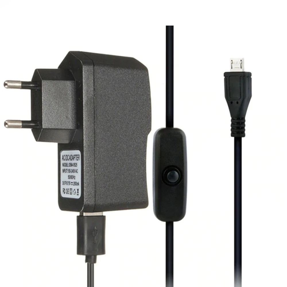 Chargeur Micro USB pour Raspberry Pi 3 avec câble et interrupteur 5V 2.5A