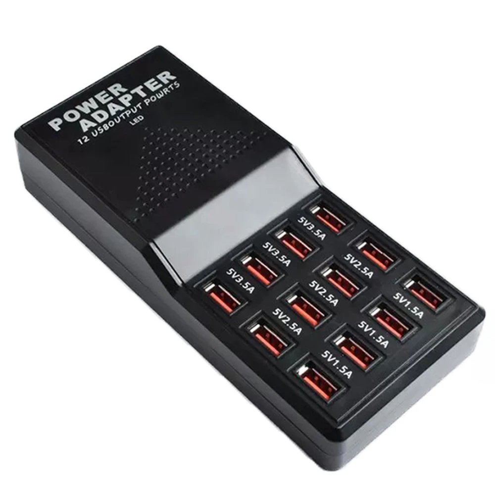 Cargador USB 12 puertos 5V 30A con cable de alimentación incluido