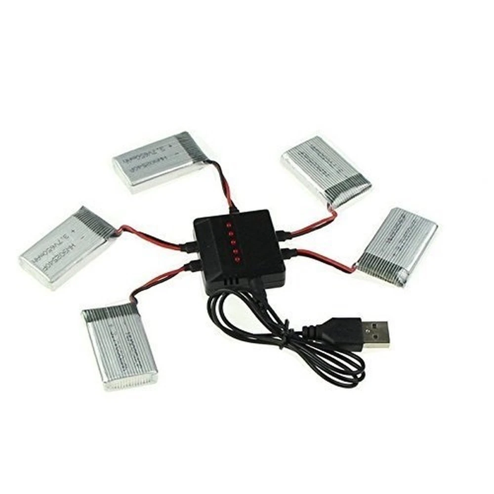 Chargeur USB pour 5 batteries simultanées du quadricoptère Syma X5C et modèles compatibles