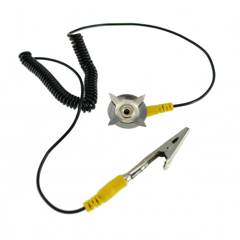 Connecteur de mise à la terre pour tapis antistatique avec pince et banane 4mm