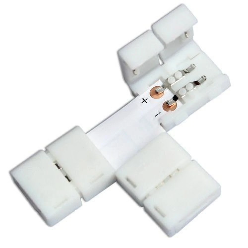 Connecteurs LED à clip en T 10mm 2 broches 5050/5630 RGB pour rubans LED