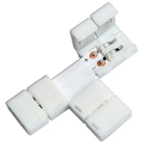 Connecteurs LED à clip en T 10mm 2 broches 5050/5630 RGB pour rubans LED