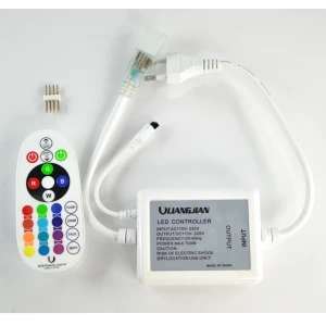 Contrôleur ruban LED RGB 220V avec variateur et télécommande IR 24 boutons