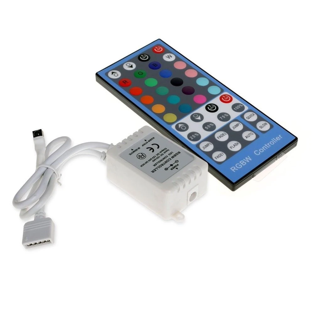 Contrôleur ruban LED RGBW 12V-24V avec variateur et télécommande IR 40 boutons