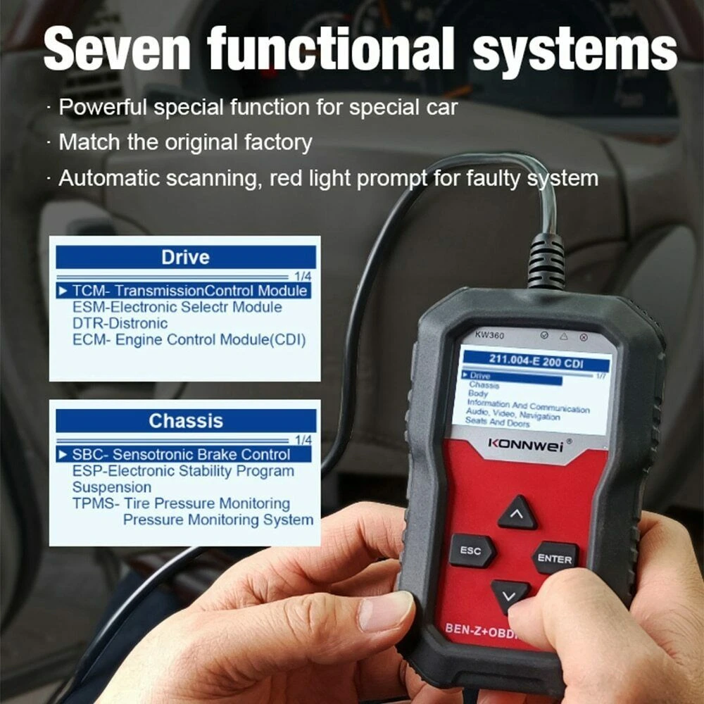 Scanner diagnostic Mercedes Benz Konnwei KW360 12V complet