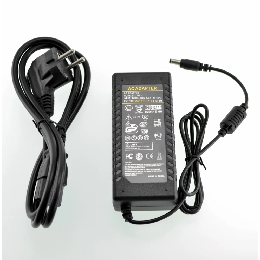 Alimentation 24V 3A connecteur 5,5mm pour rubans LED et écrans LCD
