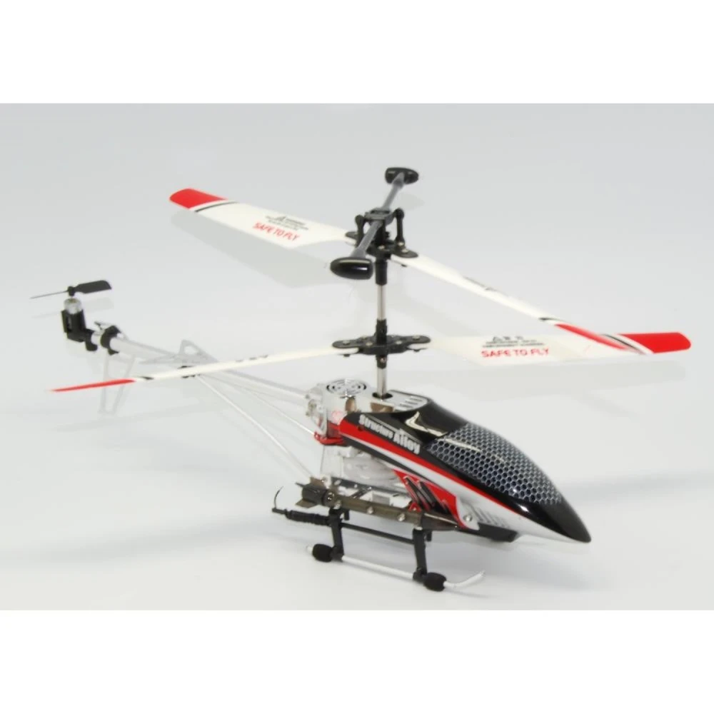 Vista lateral del helicóptero radio control modelo 6809 rojo
