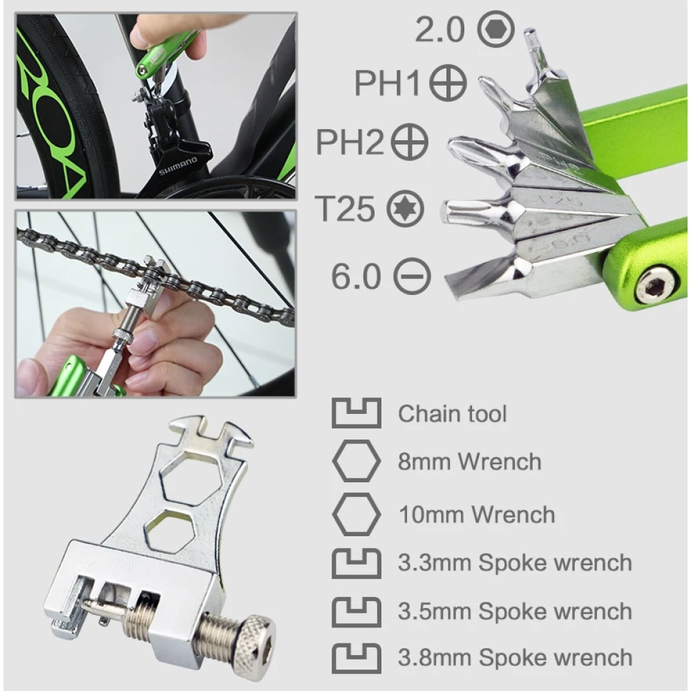 Outil multifonction 11 en 1 JM-PJ1001 pour vélo et moto
