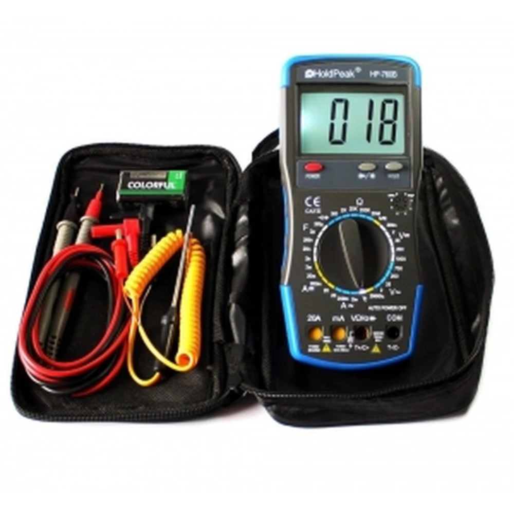 Multimètre numérique HoldPeak Hp-760b 20A LED HFE °C Ohm V