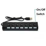Hub USB 2.0, 7 ports avec alimentation européenne noir