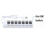 Hub USB 2.0 7 ports avec alimentation européenne blanc