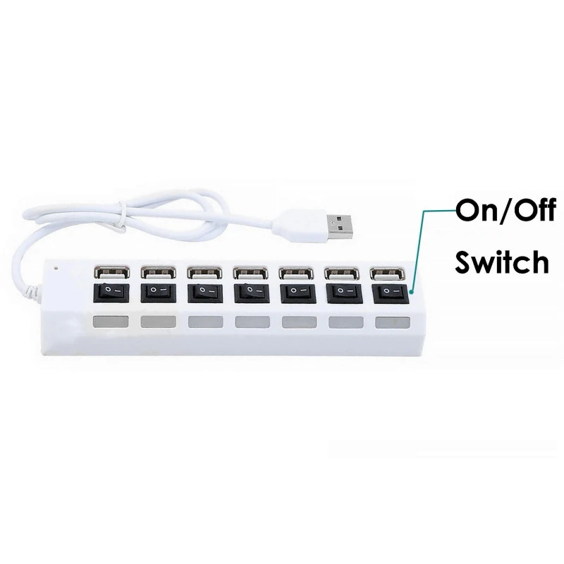 Hub USB 2.0 7 ports avec alimentation européenne blanc