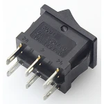 Vista lateral del interruptor basculante KCD1-202 negro de 6 pines