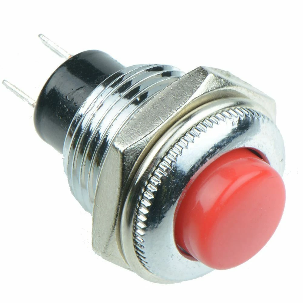 Bouton poussoir rond rouge métal ON/OFF pour projets électroniques